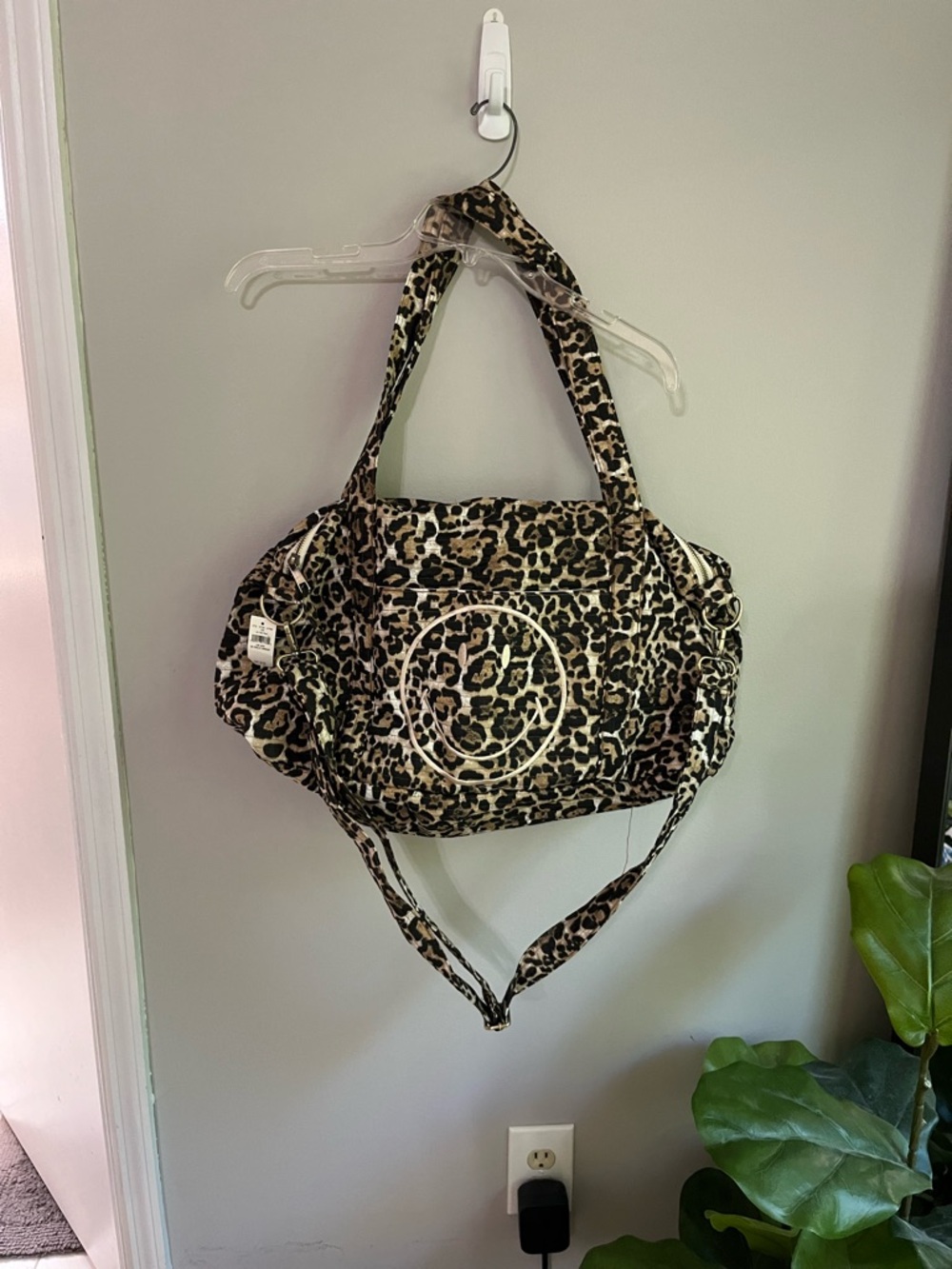 Aerie Leopard Print smiley duffle Bag nwt